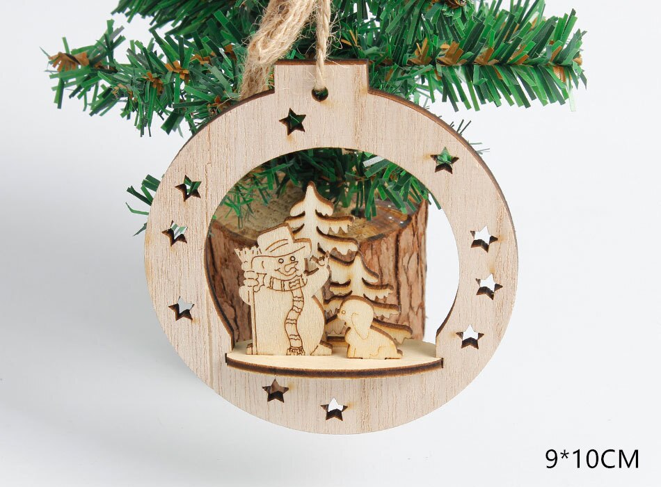 New Year 2023 Natural Xmas Wood Craft Christmas Tree Ornament Wooden Pendant Decoration Noel Decora Adornos De Navidad 2022 Gift