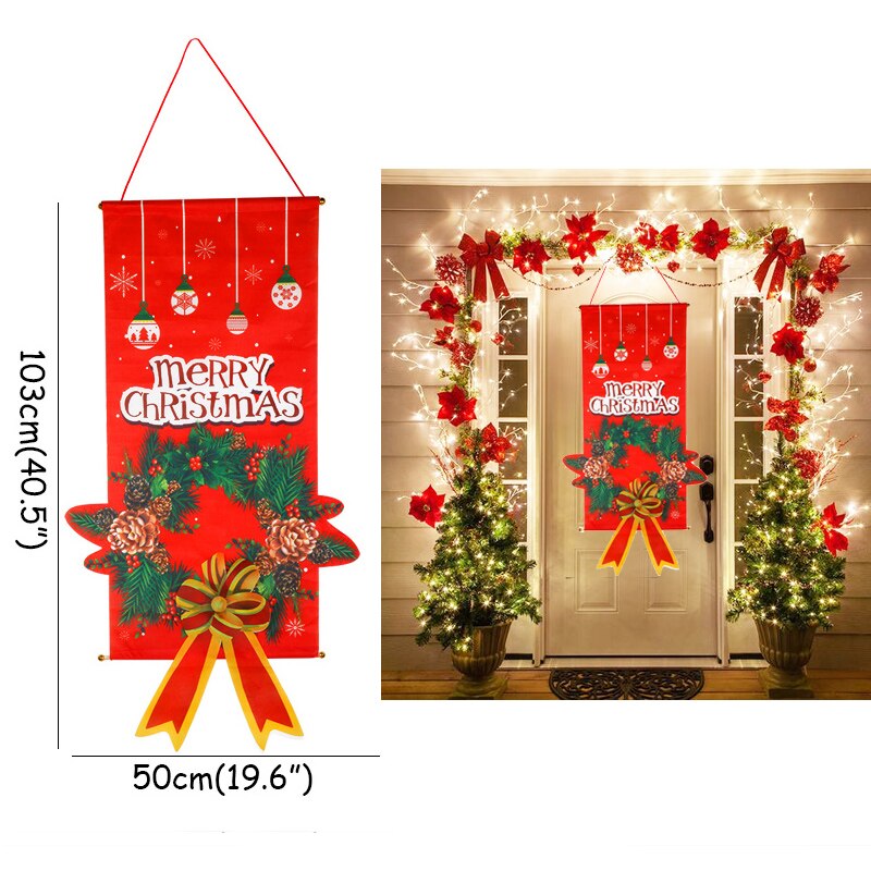 Outdoor Christmas Porch Signs Hanging Door Banner Decorative Flags Ornament Merry Christmas Navidad Natal New Year 2022 Gift