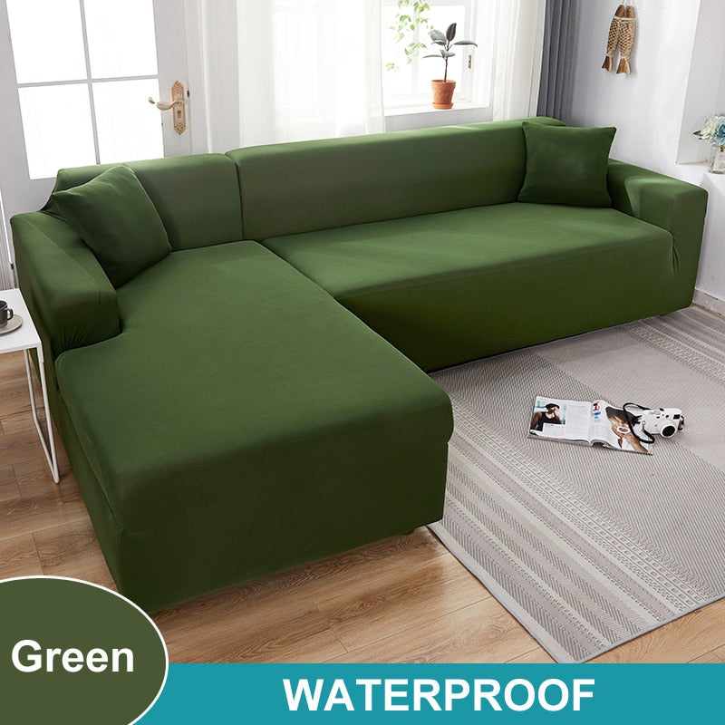 Waterproof Sofa Cover 1/2/3/4 Seater Sofa Cover for Living Room Elastic Solid L Shaped Corner Sofa Cover for Sofa Couch Armchair