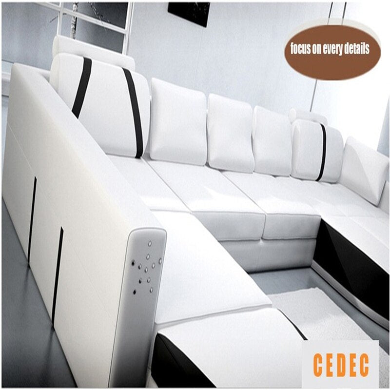 High quality white 2-piece recliner leather +1-piece 2-seat high quality leather sofa furniture set living room sofa