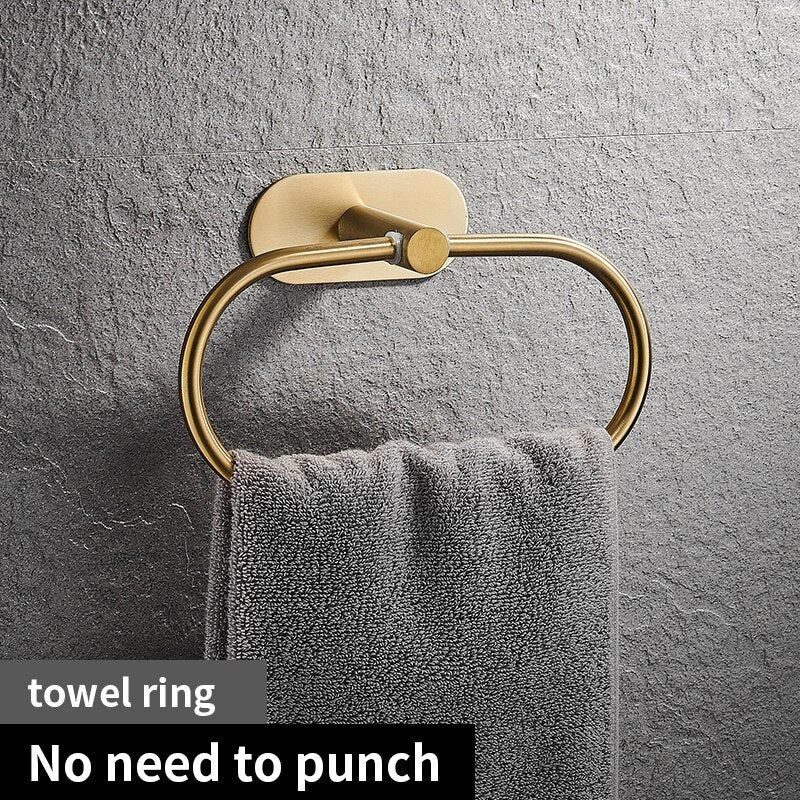 Bathroom Hardware Set Brushed Gold Robe Hook Towel Bar Toilet Paper Holder Bath Bathroom Decoration Accessories