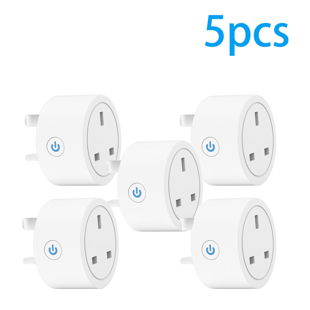 20A Tuya Smart Socket WiFi UK Plug 3pin Adapter Home Alexa Voice Control With Energy Monitering Timer Function Power Outlet Set