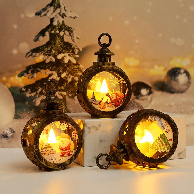 LED  Santa Claus Round Lights Chirstmas Decorations for Home Chirstmas Gifts for Kids Children Navidad New Year 2023 Home Decor