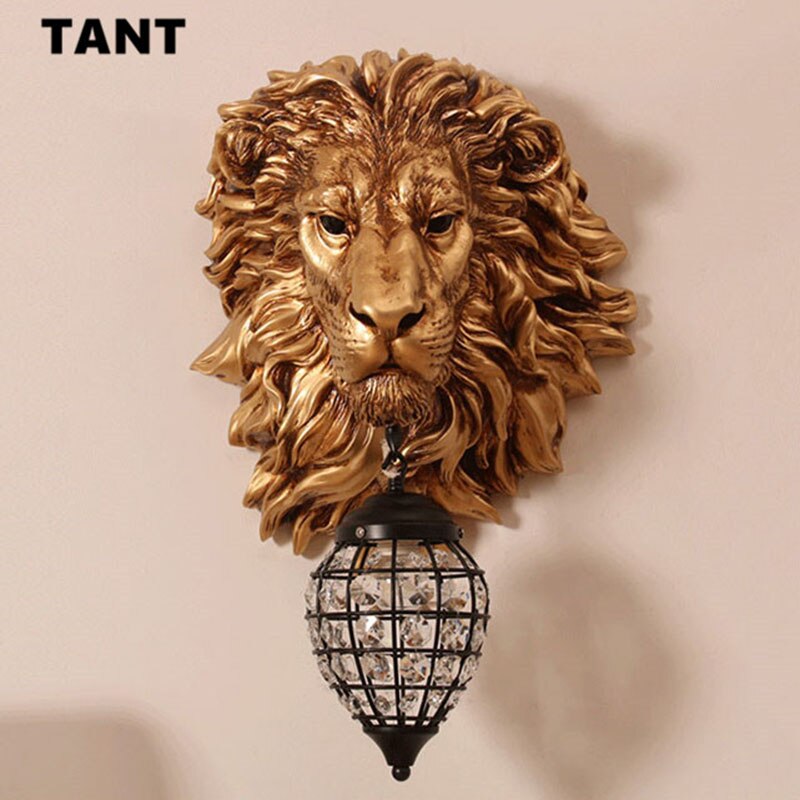 Modern European retro lion art decorative wall lamp aisle corridor porch for bar hotel living room bedroom luxury bedside lamp