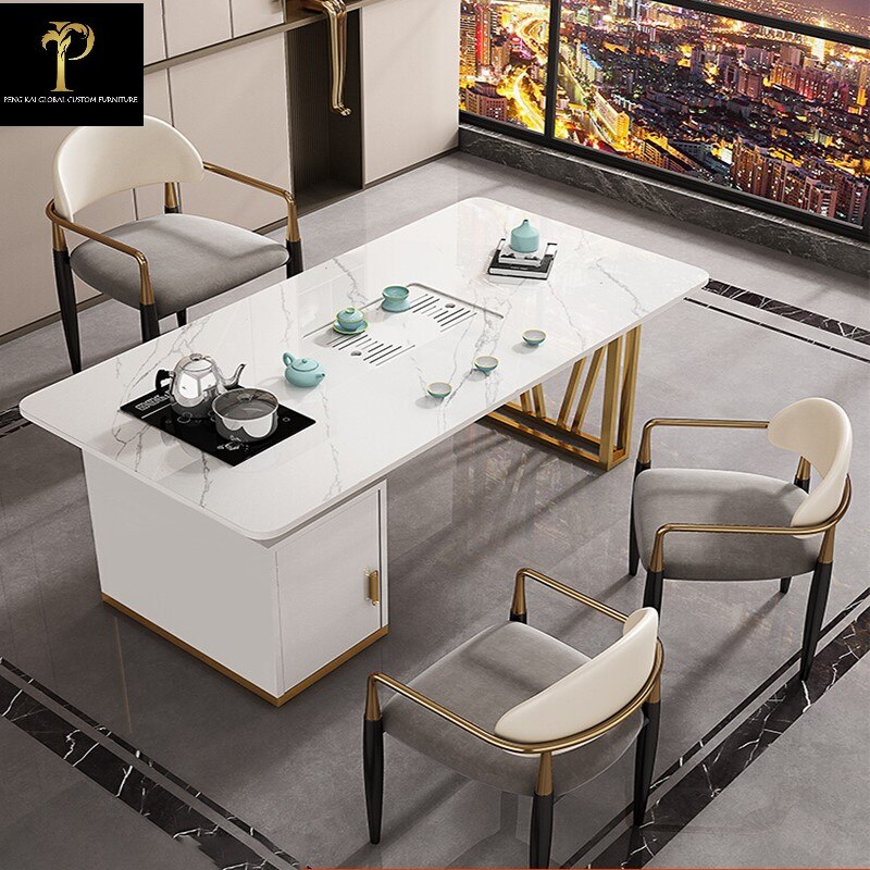 1Luxury rock plate 2022 tea table integrated dual-purpose desk combination simple modern boss table balcony home tea table