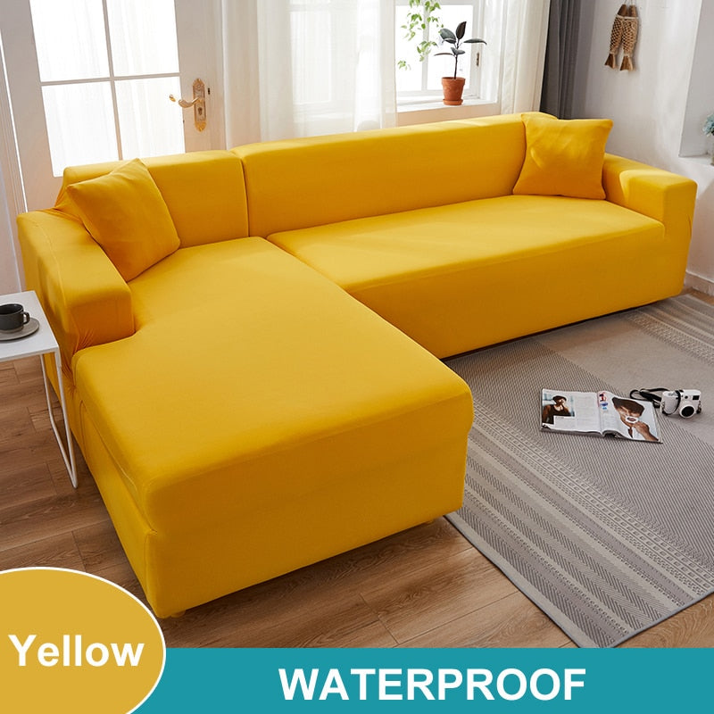 Waterproof Sofa Cover 1/2/3/4 Seater Sofa Cover for Living Room Elastic Solid L Shaped Corner Sofa Cover for Sofa Couch Armchair