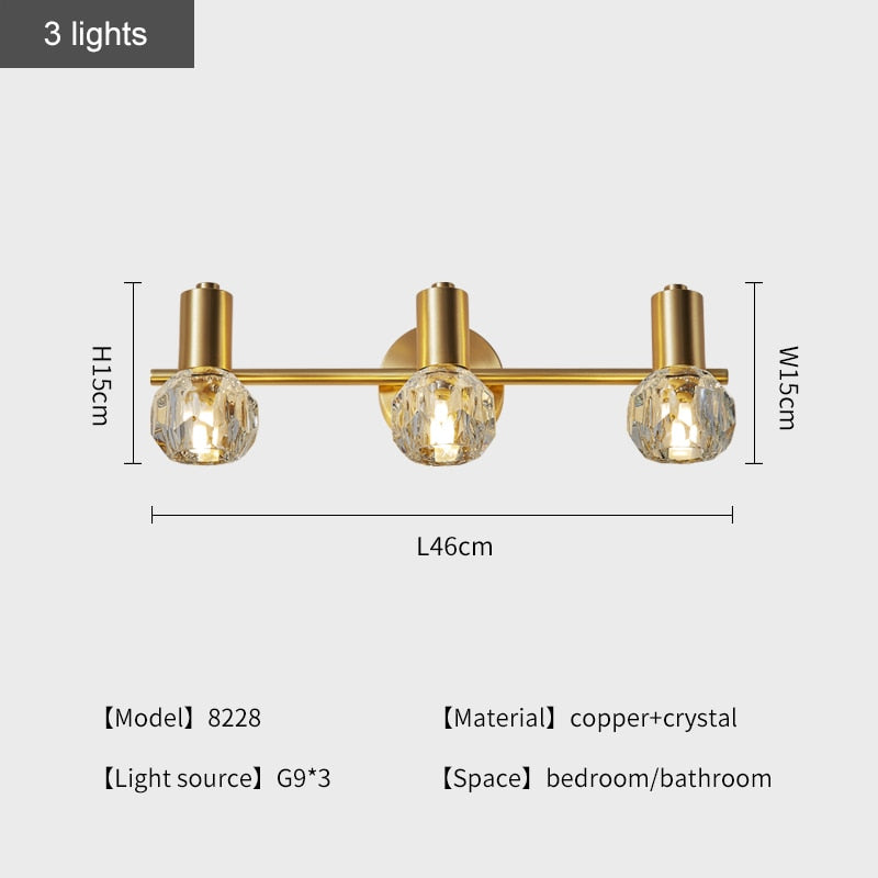 Deyidn Modern Copper Vanity Lamp Bathroom Dresser Light Led Creative Mirror Light For Bedroom Washstand Adjustable Angle Light