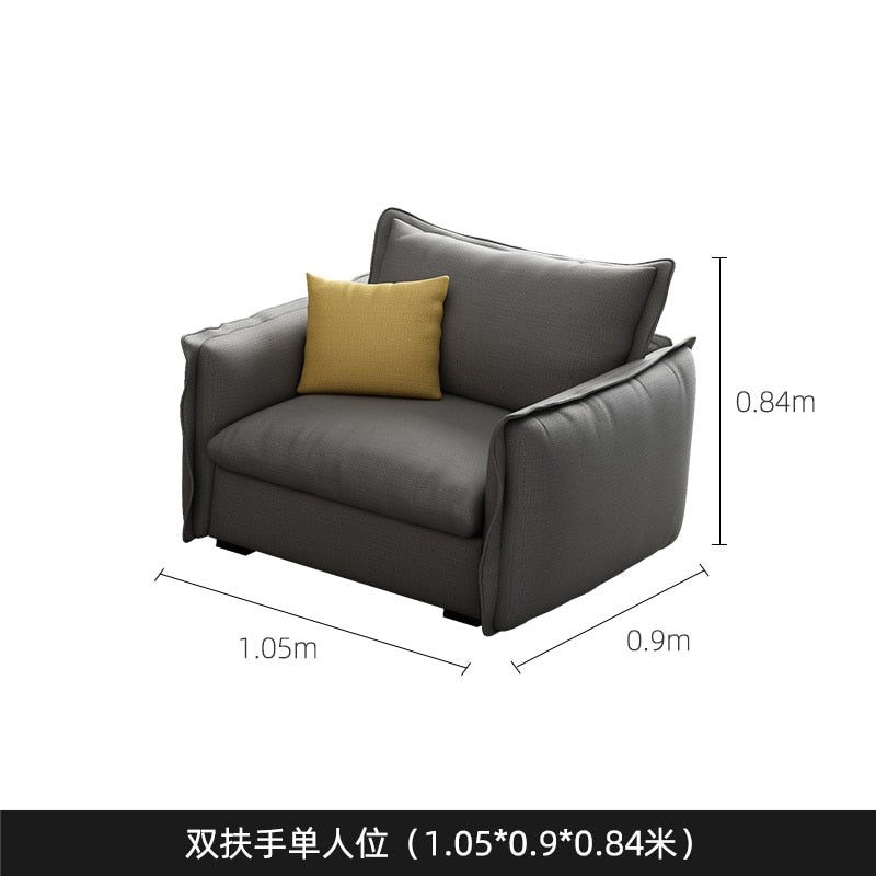 Simple Living Room Leather Sofa Wash Free High-quality Technology Cloth 2022 New Italian Minimalist Modern Sofa Width Fabric