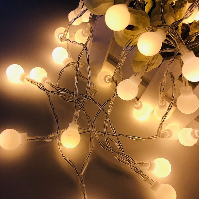 Matte Ball Led Light Outdoor Camping String Lights Fairy Garland Waterproof Lamp for Garden Party Christmas Lawn Patio Decor