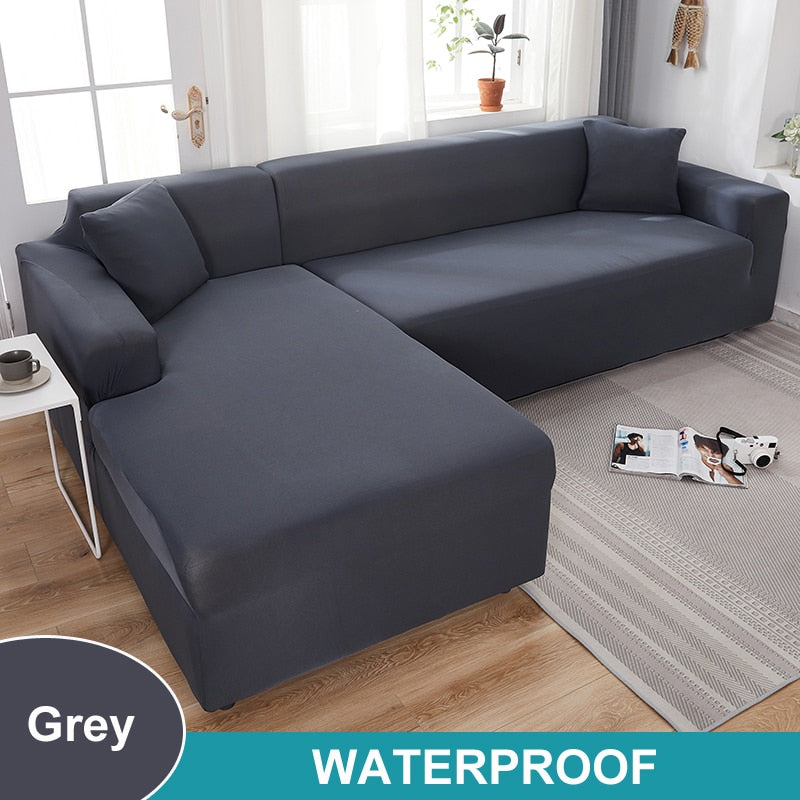 Waterproof Sofa Cover 1/2/3/4 Seater Sofa Cover for Living Room Elastic Solid L Shaped Corner Sofa Cover for Sofa Couch Armchair