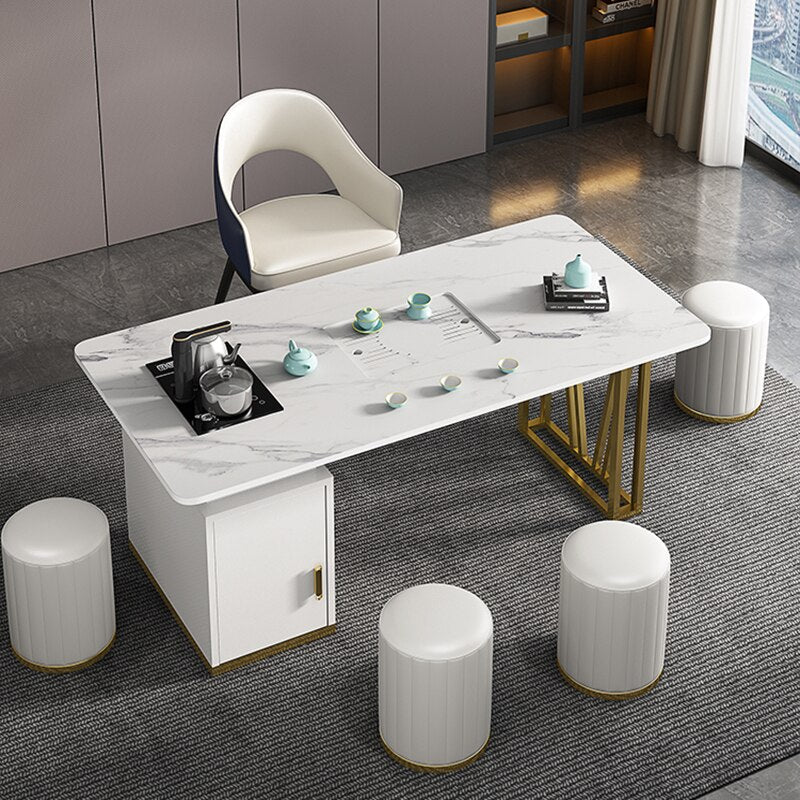 1Luxury rock plate 2022 tea table integrated dual-purpose desk combination simple modern boss table balcony home tea table