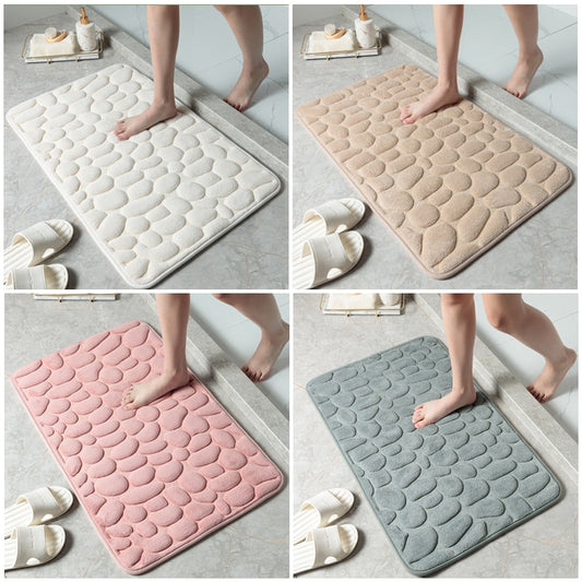 Cobblestone Embossed Bathroom Bath Mat Non-slip Carpets In Wash Basin Bathtub Side Floor Rug Shower Room Doormat Memory Foam Pad