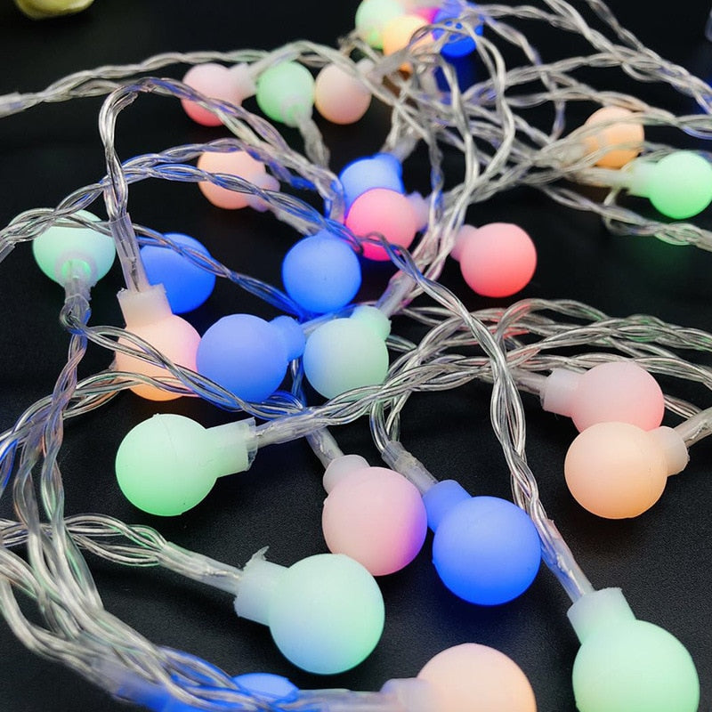 Matte Ball Led Light Outdoor Camping String Lights Fairy Garland Waterproof Lamp for Garden Party Christmas Lawn Patio Decor