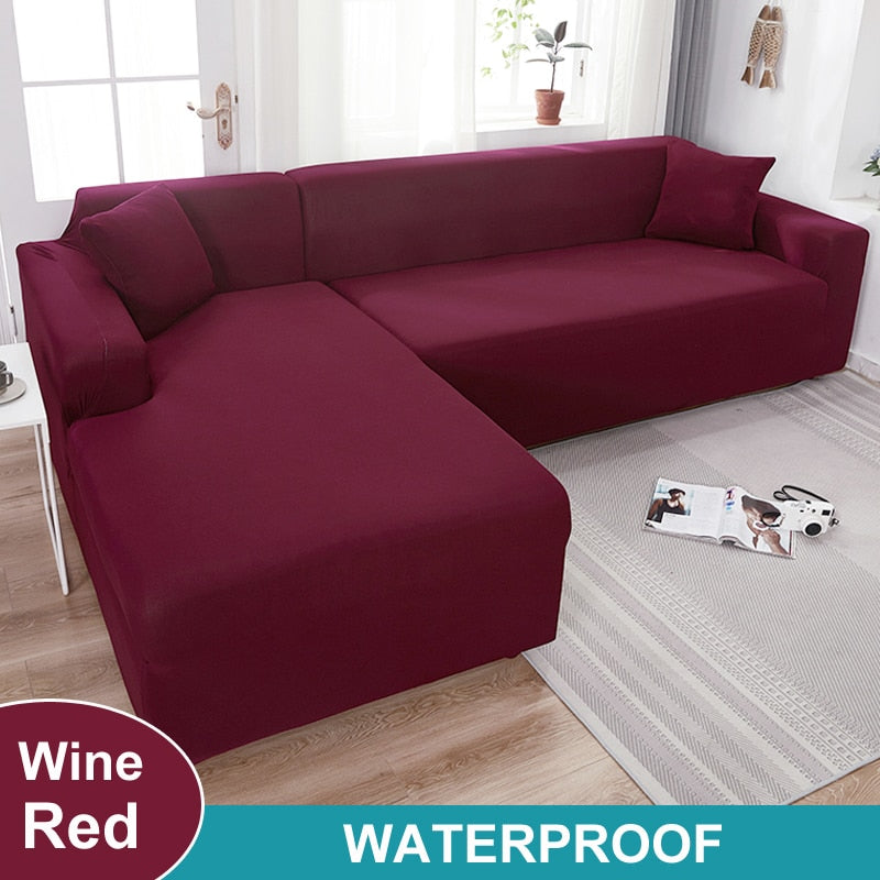 Waterproof Sofa Cover 1/2/3/4 Seater Sofa Cover for Living Room Elastic Solid L Shaped Corner Sofa Cover for Sofa Couch Armchair