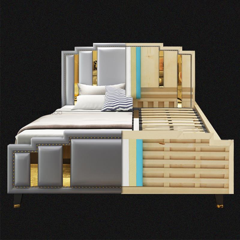 Luxury Bedroom Bed Furniture Modern Simple Cama Box Lit 2 Personnes Fashionable Disign Wood Bedroom Sets Bed Frame Queen