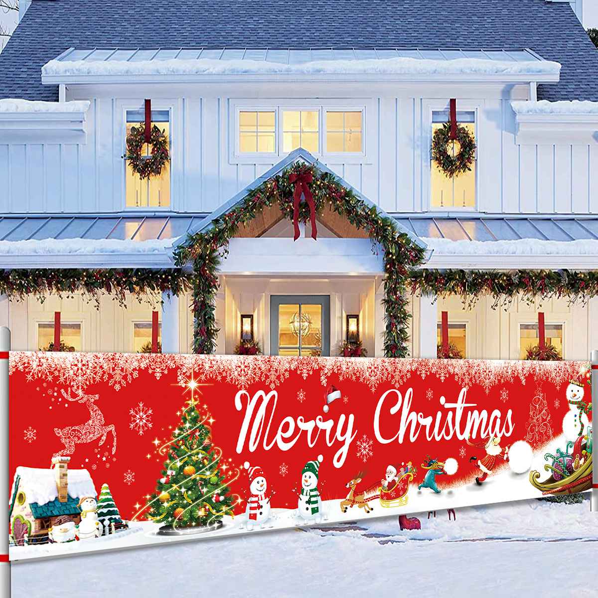 Christmas Outdoor Banner Flag Christmas Decoration For Home 2022 Xmas Ornaments Gifts Navidad Noel Natal Happy New Year 2023