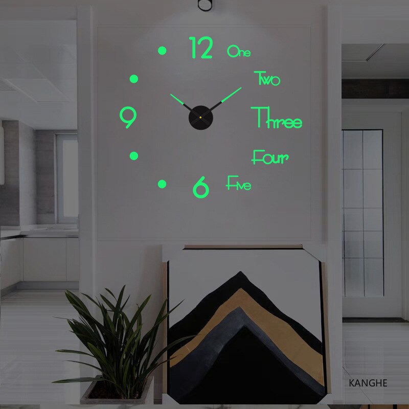 Large 3D Wall Clock Luminous Classic Wall Clocks DIY Digital Clock Wall Stickers Silent Clock for Home Living Room Table Decor