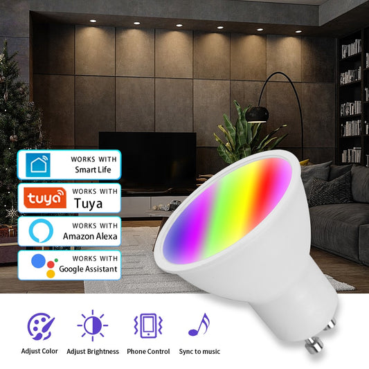 Tuya Smart GU10 Led Bulb Wifi Alexa Smart Home RGB Lamp Downlight Google Home Yandex Alice Voice Control IR Remote 5W 110V 220V