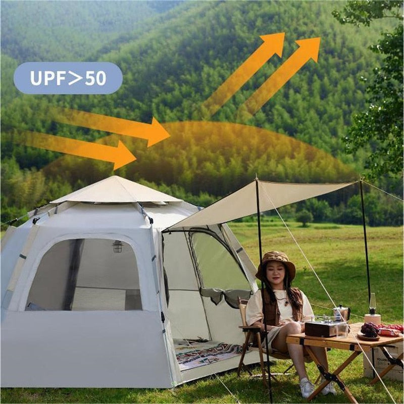 Outdoor Automatic Tents Foldable Thickening Hexagonal Tent Camping Equipment Picnic Camping Portable Awning