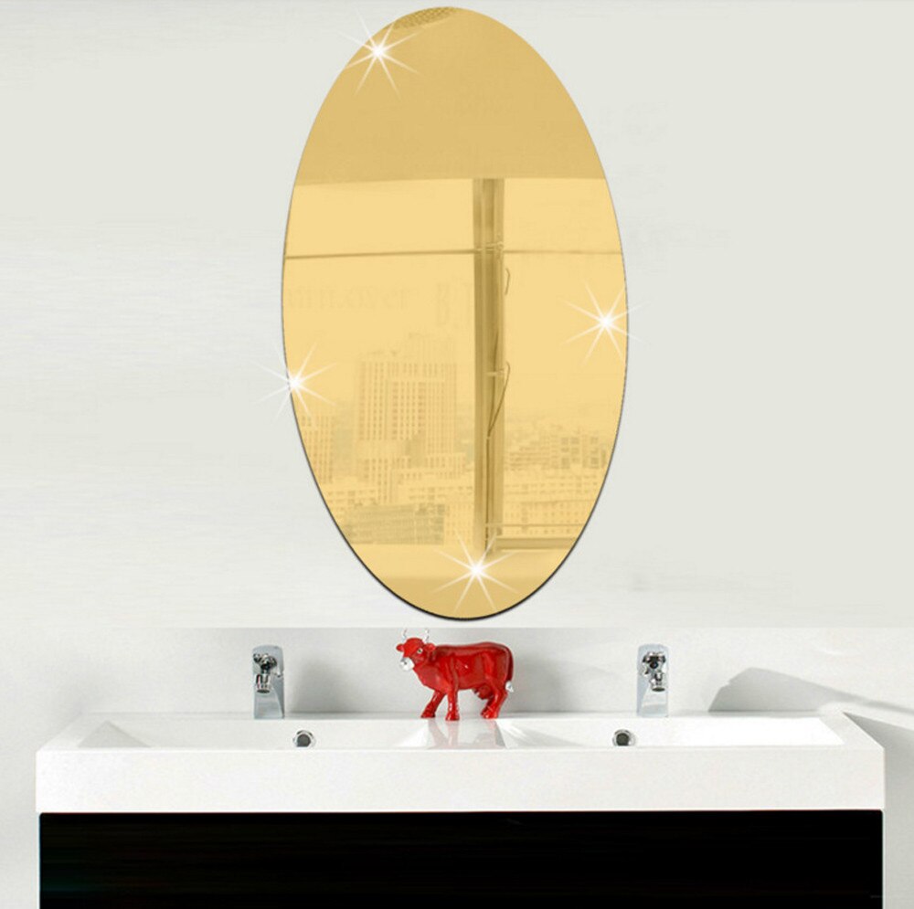 Mirror Wall Sticker Oval Home Background Decoration Home Decoration 3d Accessories Stereo Removable Round Mirror On Art Decor