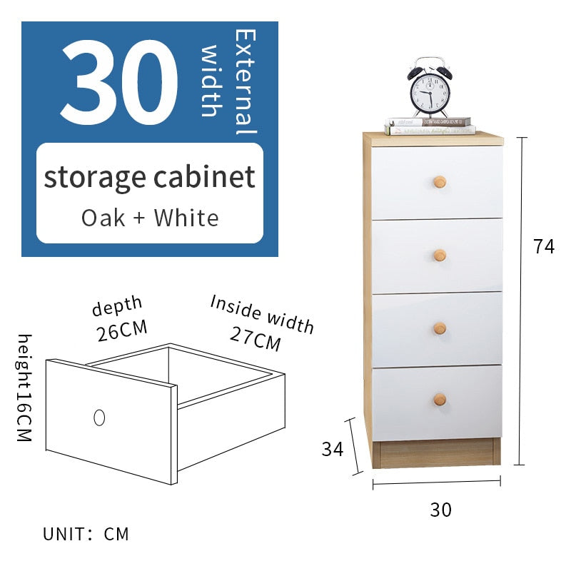 4/5 Drawers Wide Storage Cabinet Drawer Type Bedroom Narrow Bedside Cabinet Multi-layer Storage Small Cabinet Chest of Drawers