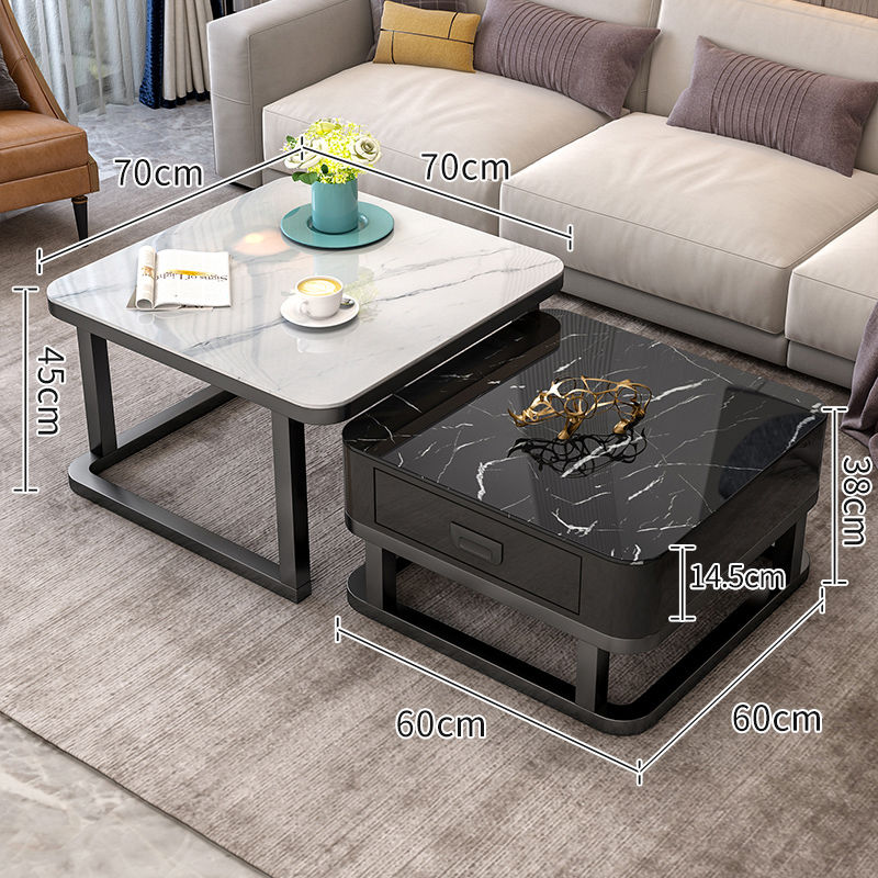 Tempered Glass 2 in 1 Combination Coffee Table with solid wooden Drawer Storage center table for Living Room coffe table desk