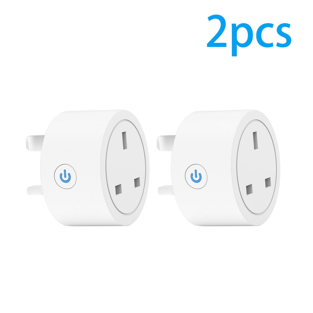 20A Tuya Smart Socket WiFi UK Plug 3pin Adapter Home Alexa Voice Control With Energy Monitering Timer Function Power Outlet Set