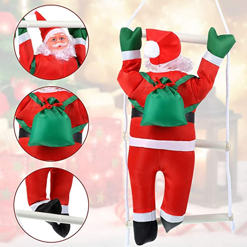 Climbing Rope Ladder Santa Claus Christmas Pendant Christmas Tree Hanging Doll Ornament Outdoor Xmas Party Home Decor Toy Gift