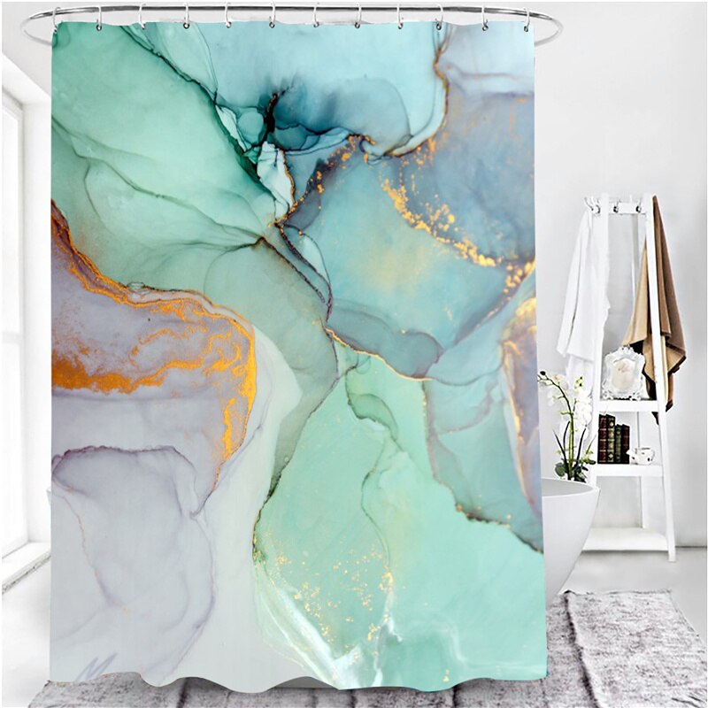 Beautiful Modern Shower Curtains 3D Bathroom Curtain Set Anti-slip Bath Mat Soft Carpet Water Absorption Home Decor Cortina Baño