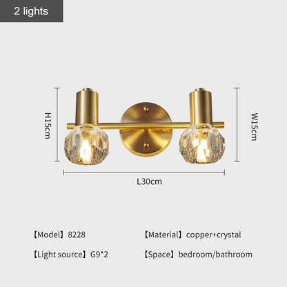 Deyidn Modern Copper Vanity Lamp Bathroom Dresser Light Led Creative Mirror Light For Bedroom Washstand Adjustable Angle Light