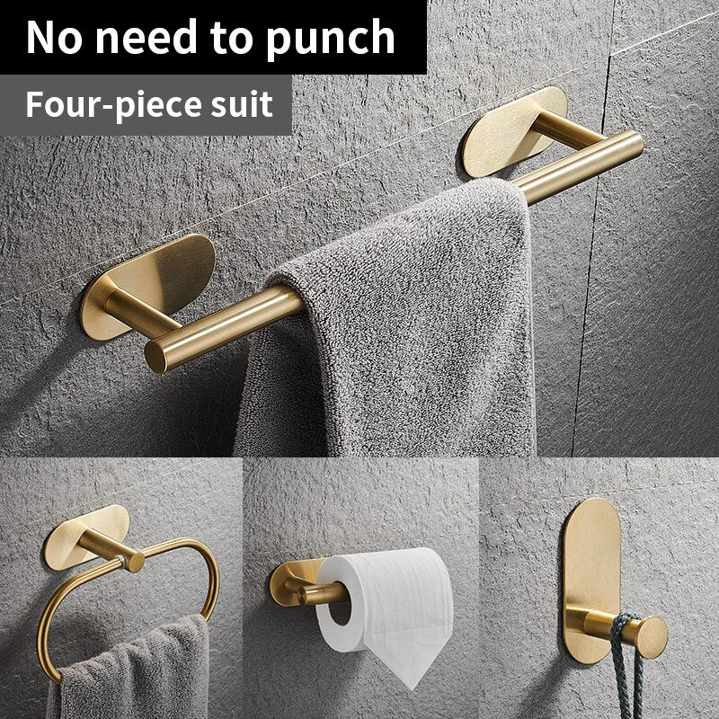 Bathroom Hardware Set Brushed Gold Robe Hook Towel Bar Toilet Paper Holder Bath Bathroom Decoration Accessories