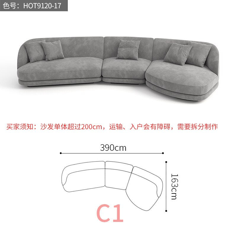 2022 new corner sofa Italian designer technology fabric combination