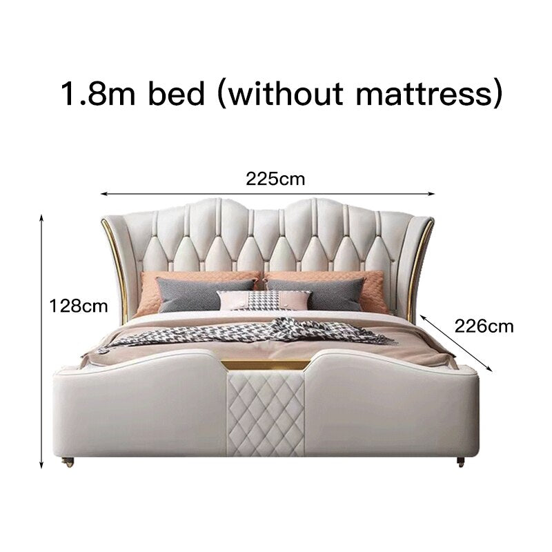 Leather Designer Bed Master Bedroom Furniture Light Luxury High Quality Double Bed With Storage Space Muebles De Dormitorio