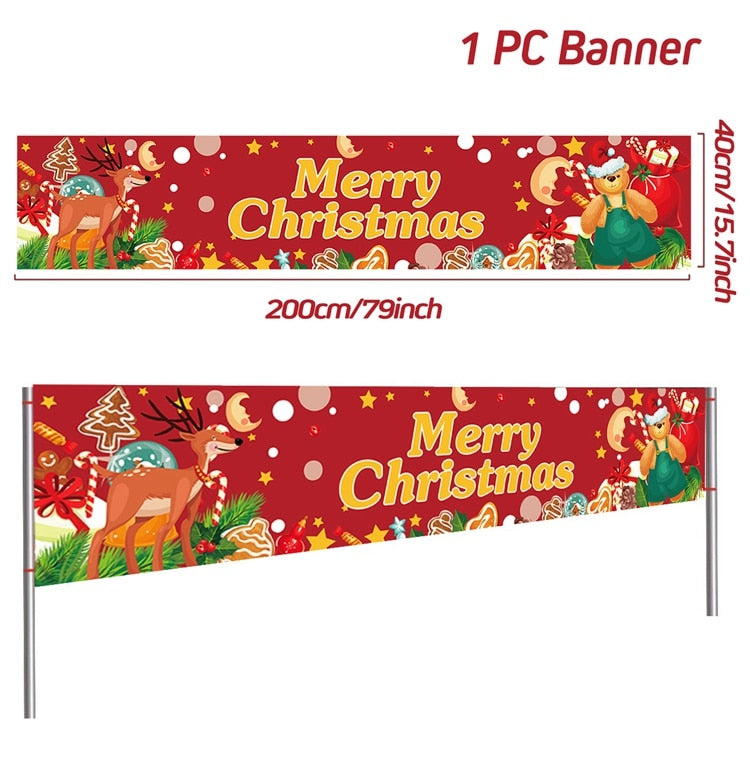 Christmas Outdoor Banner Flag Christmas Decoration For Home 2022 Xmas Ornaments Gifts Navidad Noel Natal Happy New Year 2023