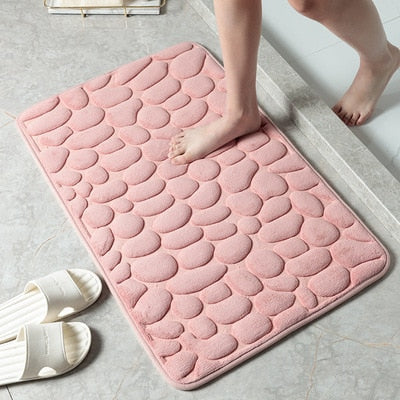 Cobblestone Embossed Bathroom Bath Mat Non-slip Carpets In Wash Basin Bathtub Side Floor Rug Shower Room Doormat Memory Foam Pad