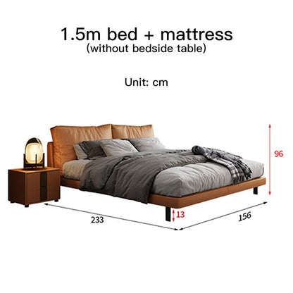 New Bed 2 People Modern Simple Style Leather Double Bed Queen Size King Bed With Mattress Minimalist Furniture For Home Bedroom