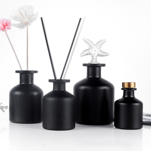 5pcs/lot 50/100/150/200ml Pure Black Frosted Aromatherapy Bottles Reed Diffuser Glass Bottle Home Fragrance Essential Oil Bottle