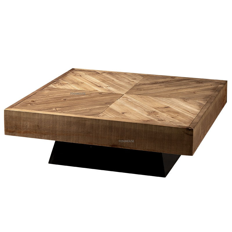 Modern Solid Wood Coffee Table For Living Room Furniture American Sofa Side Table Rustic Retro Design Creative Square Tea Tables