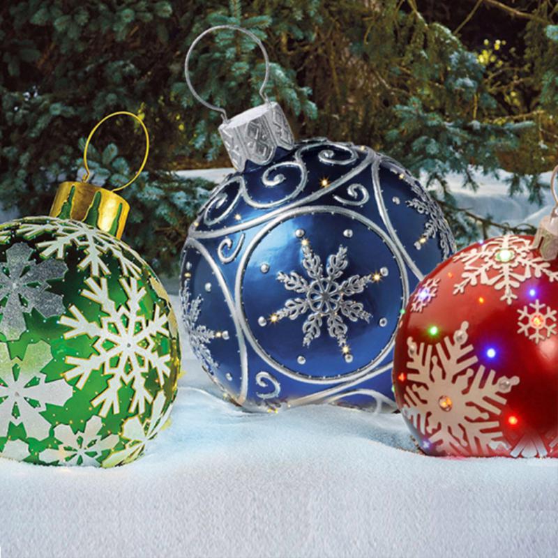 60CM Outdoor Christmas Inflatable Decoration Ball PVC Giant Big Ball Christmas Tree Decorations Toy Ball New 2023