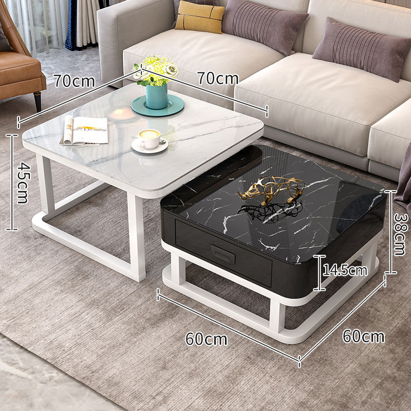 Tempered Glass 2 in 1 Combination Coffee Table with solid wooden Drawer Storage center table for Living Room coffe table desk