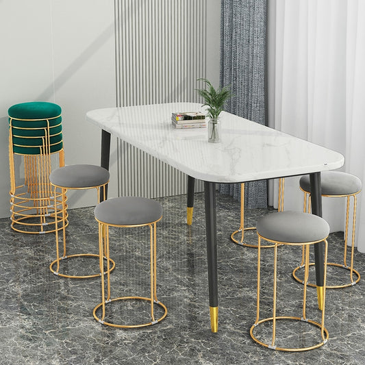 Scandinavian Velvet Bar Chair Kitchen Lounge Salon Table Hotel Round Stool Chair Bathroom Outdoor Style Cadeira Furniture OA50DC