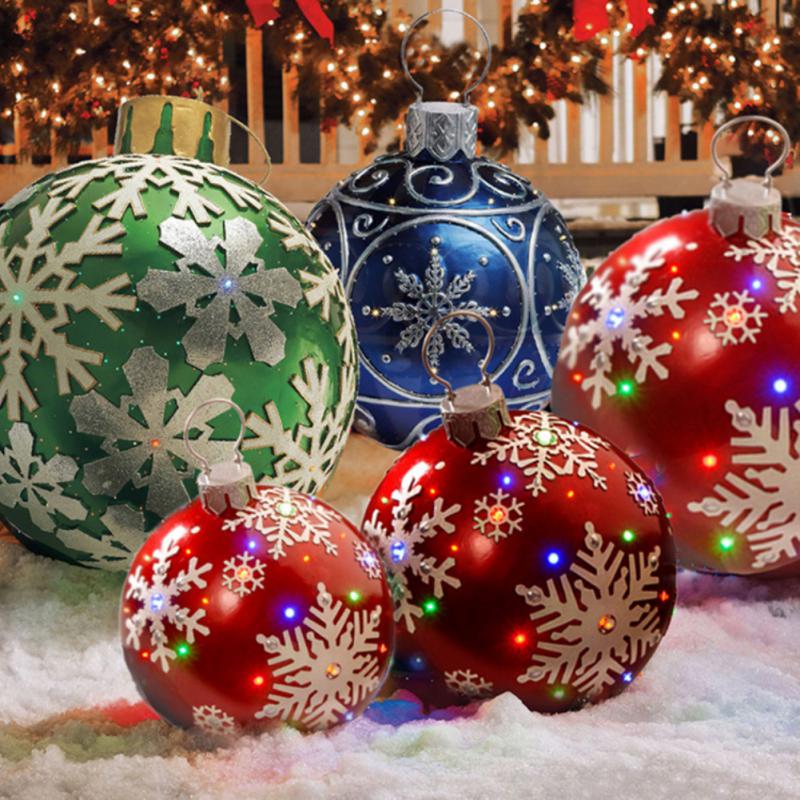 60CM Outdoor Christmas Inflatable Decoration Ball PVC Giant Big Ball Christmas Tree Decorations Toy Ball New 2023