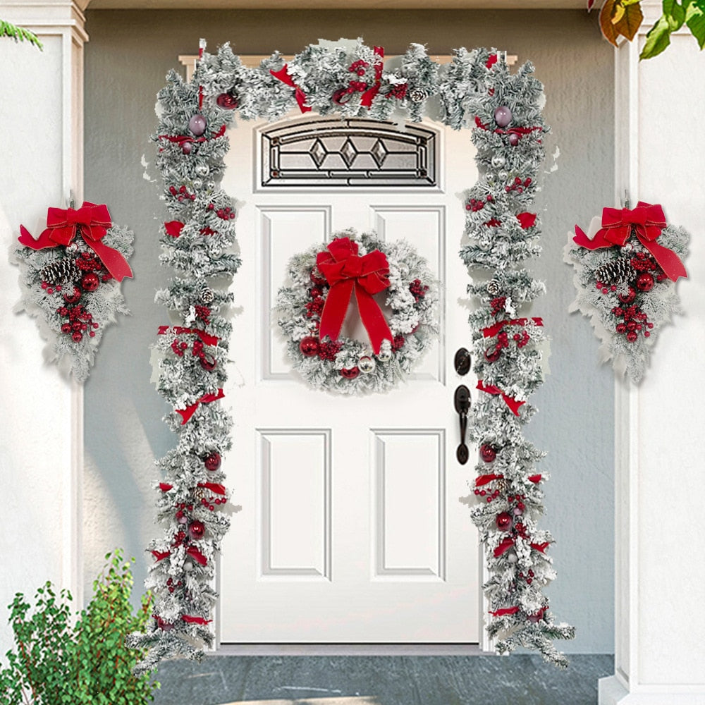 Christmas Wreath Outdoor 2022 Xmas Decorations Signs Home Garden Office Porch Front Door Hanging Garland 2023 New Year Decor