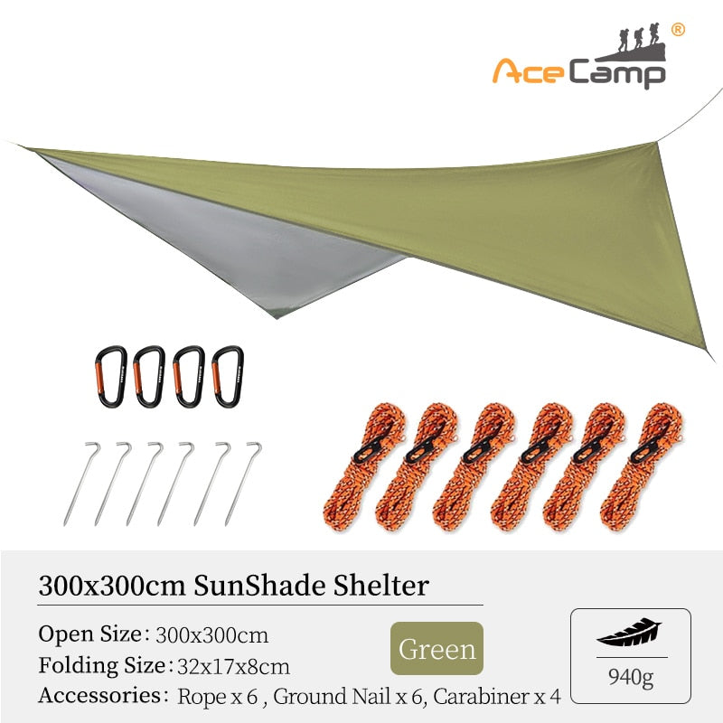 AceCamp Sunshade for Camping, Water-Proof Emergency Shelter,  Outdoor Tent Camping, Hiking Equipments, Beach Garden SunShade