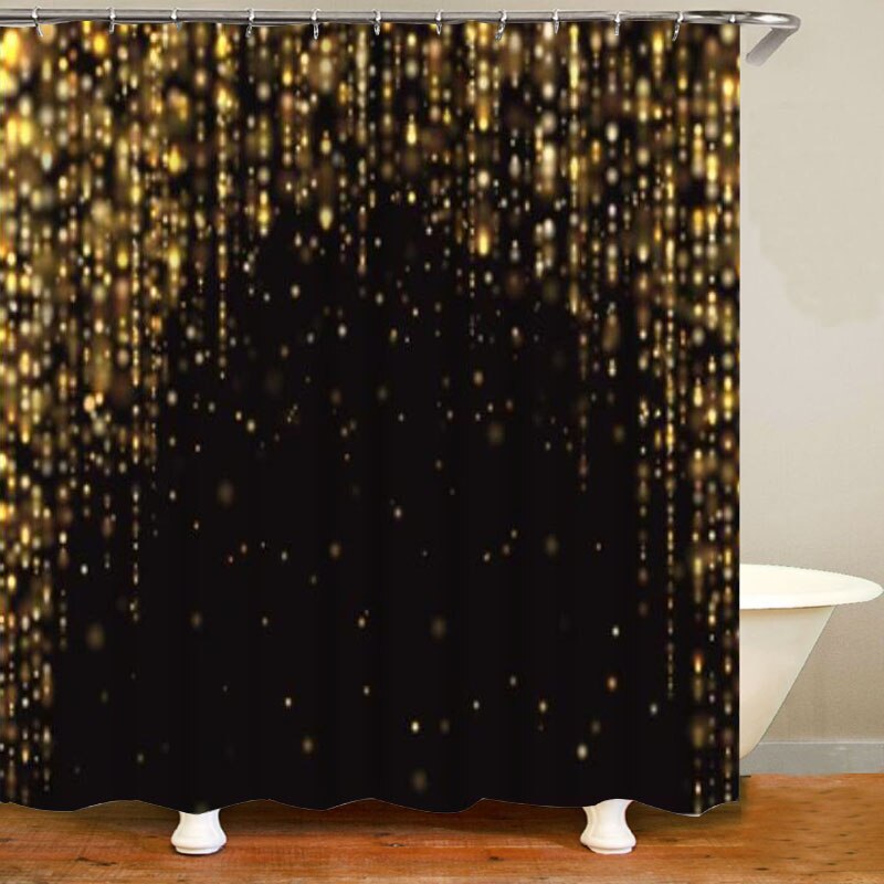 Trendy Rose Gold Falling Sparkle Glitter Bathroom Shower Curtain Set Girly Peach Pink Confetti Dust Dot Bath Mats Cortina Baño