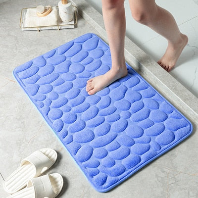 Cobblestone Embossed Bathroom Bath Mat Non-slip Carpets In Wash Basin Bathtub Side Floor Rug Shower Room Doormat Memory Foam Pad