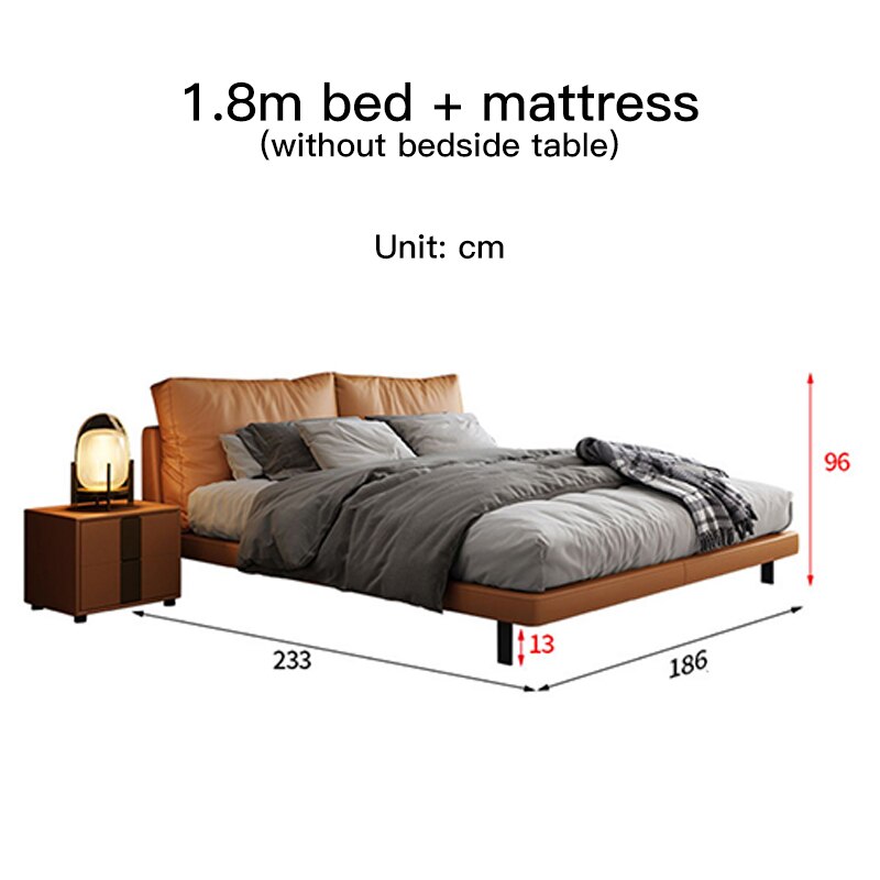 New Bed 2 People Modern Simple Style Leather Double Bed Queen Size King Bed With Mattress Minimalist Furniture For Home Bedroom