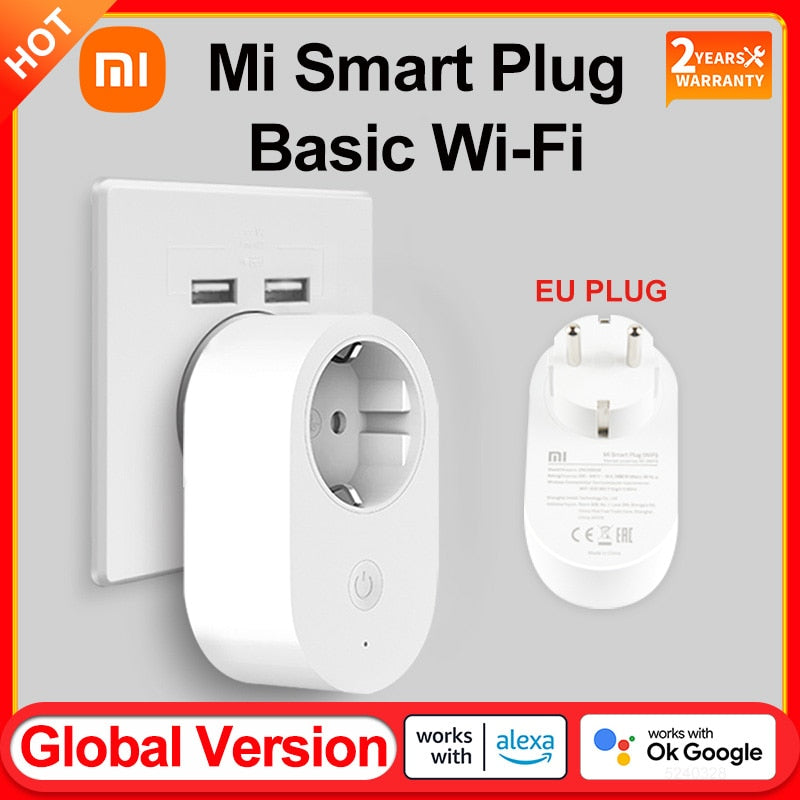 Xiaomi Mi Smart Plug Basic WiFi Global Version 16A EU Power Adapter Wireless Switch Socket Work With Xiaomi Smart Mi Home APP