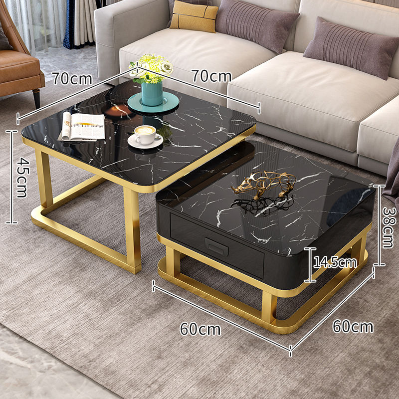 Tempered Glass 2 in 1 Combination Coffee Table with solid wooden Drawer Storage center table for Living Room coffe table desk