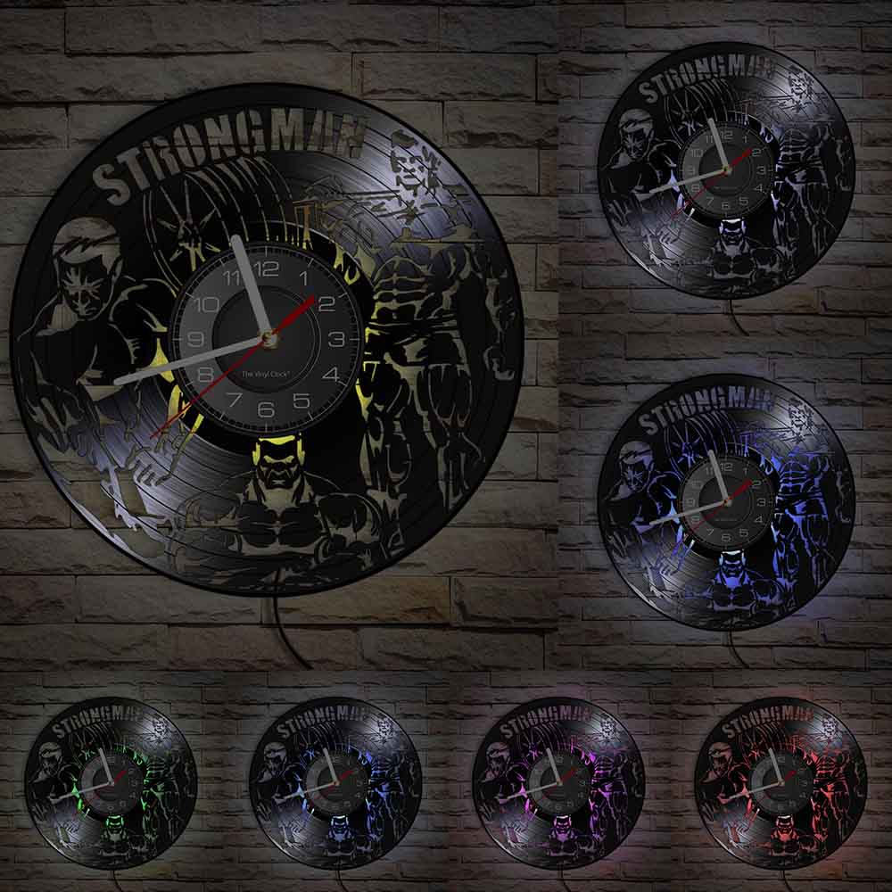 Fitness Gym Silent Quartz Wall Clock Fitness Bodybuild Vinyl Record Wall Clock Watch Sport Room Wall Decor Sign Sportsman Gift